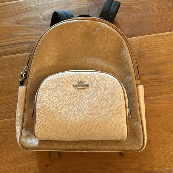 Coach Backpack- Used Only a few times. Tan and Cream with Black Straps - Picture 5 of 5